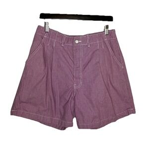 90s Northern Reflections Shorts Womens Purple Gingham Pleated Western Cottagecor
